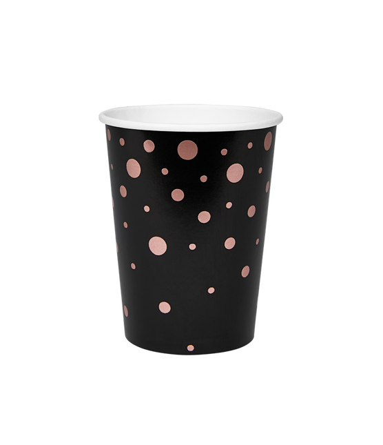 Tazze a pois rosa nero 13cm 8pz