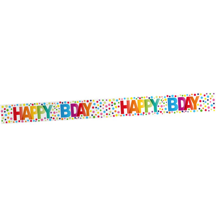 Nastro barriera compleanno Happy Birthday Dots 15m