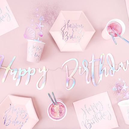 Piatti Buon Compleanno Rosa Chiaro 20cm 6pz