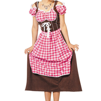 Abito Dirndl Rosa Oktoberfest Donna Lungo