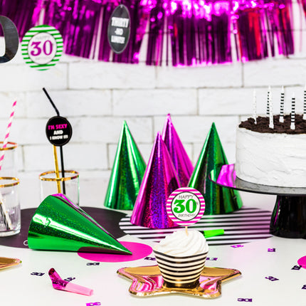 Cappelli da festa olografici glitterati 16cm 20pz