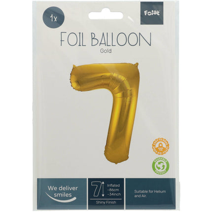 Palloncino Foil Figura 7 Gold Metallic XL 86cm vuoto