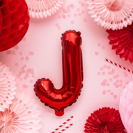 Palloncino in foil Lettera J Rosso Vuoto 35 cm