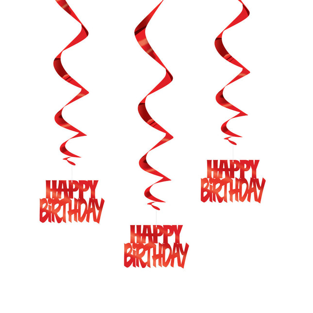 Decorazione da appendere Happy Birthday Red 81cm 3 pezzi