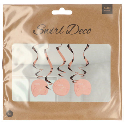 Decorazione appesa di buon compleanno rosa 75cm 5pz