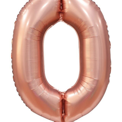 Palloncino numero oro rosa 0 anno lucido 86 cm