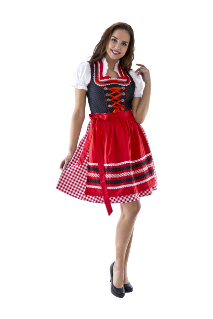Abito Dirndl Rosso Bianco Oktoberfest Donna a scacchi