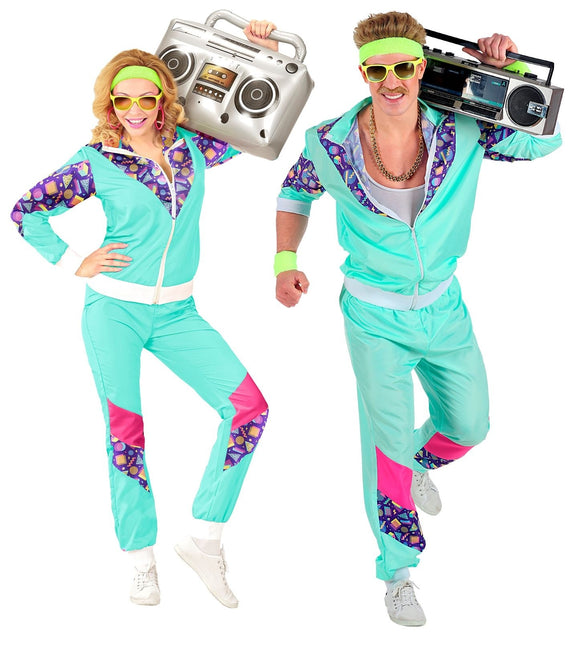 Neon 80S Tuta da ginnastica difettosa Azzurro