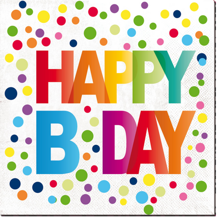 Tovaglioli di compleanno Happy Birthday Dots 33cm 20pz