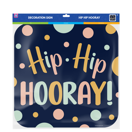 Cartello per porta Happy Birthday Hip Hip Hooray 50 cm