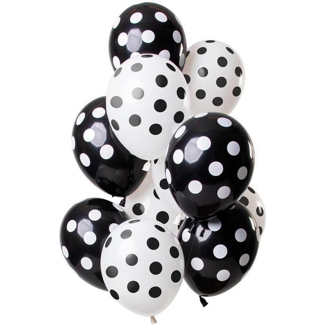 Palloncini neri a pois 30cm 12pz