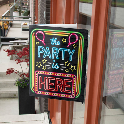 Cartello da vetrina La festa è qui 60 cm