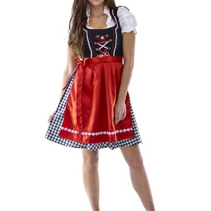 Abito Dirndl bianco e nero Oktoberfest Donna a scacchi