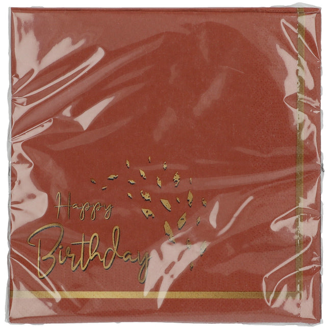 Tovaglioli Buon Compleanno Rosso Oro 33cm 20pz