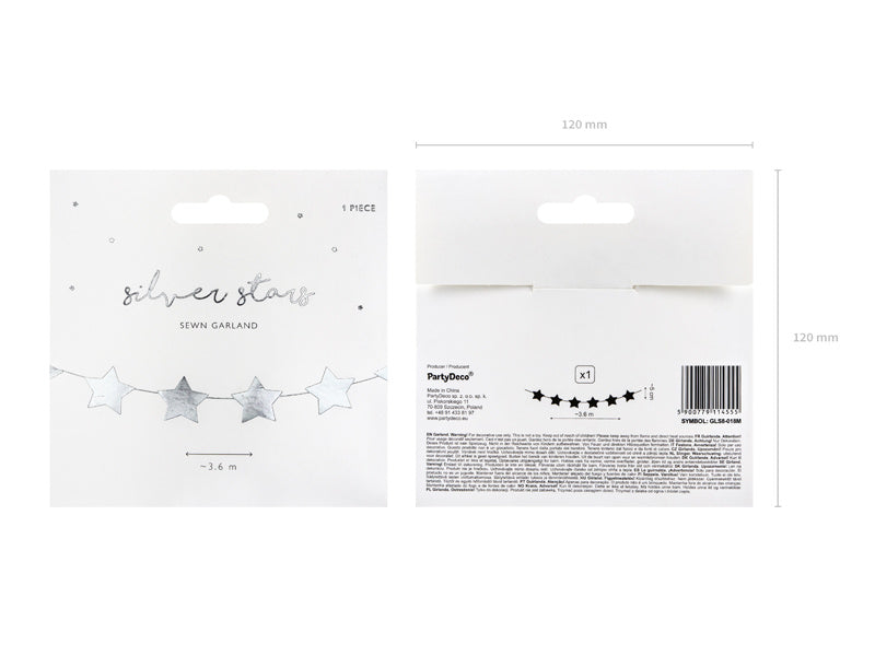 Ghirlanda di stelle argento 3,6 m