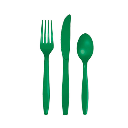 Posate verdi in plastica 24 pezzi