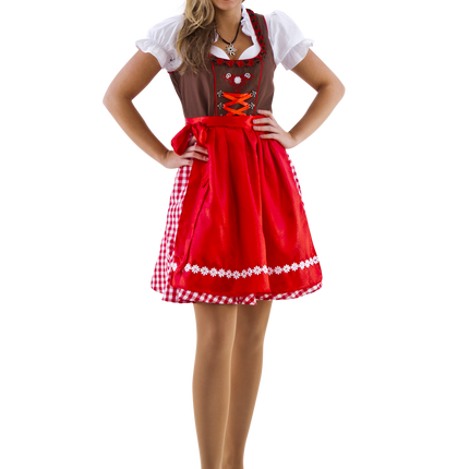 Dirndl marrone-rosso/bianco a scacchi