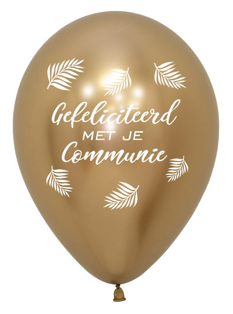Palloncini Congratulazioni per la Comunione Palme Reflex Oro 30cm 25pz