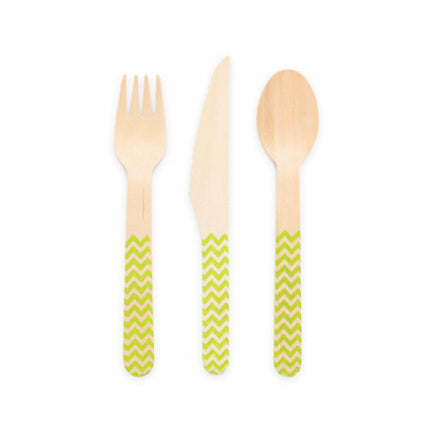 Set di posate in legno verde lime 18 pezzi