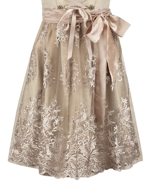Rosa Bianco Crema Abito Dirndl Oktoberfest Donna Jaquard
