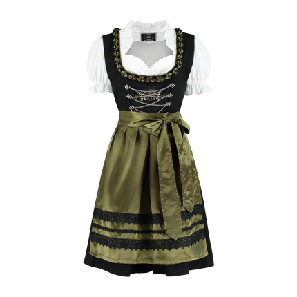 Abito Dirndl Nero Verde Donna Oktoberfest