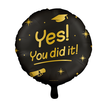 Palloncino ad elio nero Gold Passed You Did It vuoto 45 cm