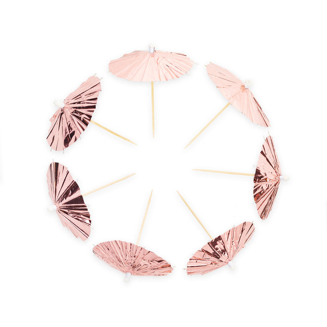 Picks da cocktail in oro rosa Parasol 10cm 10pz