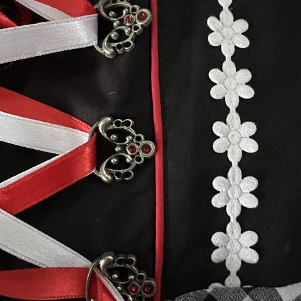 Abito Dirndl bianco e nero Oktoberfest Donna a scacchi