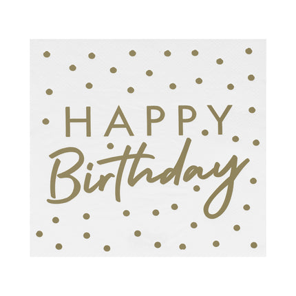 Tovaglioli di Buon Compleanno Oro Bianco