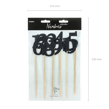 Toppers per torte Numeri da tavolo neri 26cm 11pz