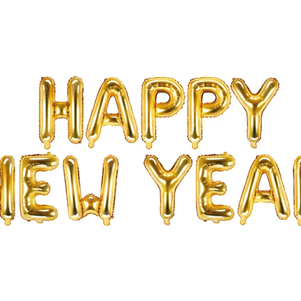 Set di palloncini a forma di lettera Buon Anno Oro Vuoto 4,22m