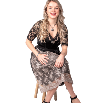 Abito Dirndl Nero Oktoberfest Donna Velluto