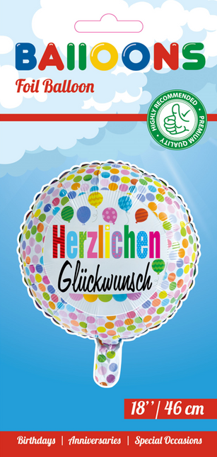 Palloncino ad elio Herzlichen Glückwunsch Coriandoli 45cm vuoto