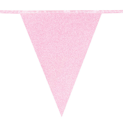 Ghirlanda rosa chiaro in cartoncino glitterato 6m