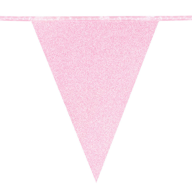Ghirlanda rosa chiaro in cartoncino glitterato 6m