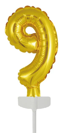 Palloncino in foil 9 anni Gold Cake topper 12,5 cm