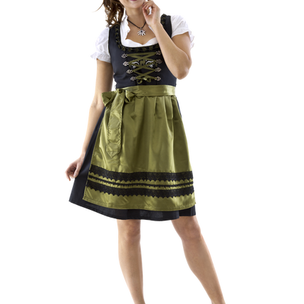 Abito Dirndl Nero Verde Donna Oktoberfest