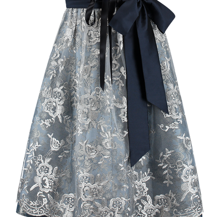 Abito Dirndl Blu Argento Oktoberfest Donna 2 Pezzi