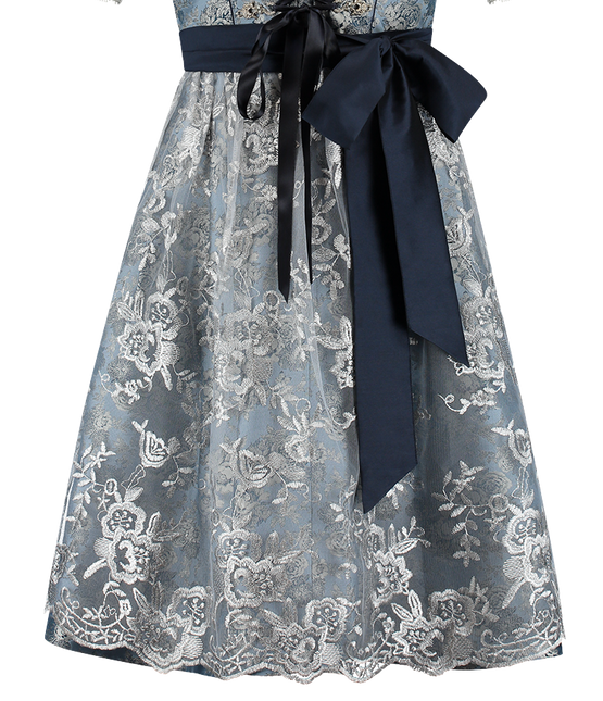 Abito Dirndl Blu Argento Oktoberfest Donna 2 Pezzi