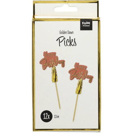 Picks per cocktail Happy Birthday Golden Dusk 12cm 12pz