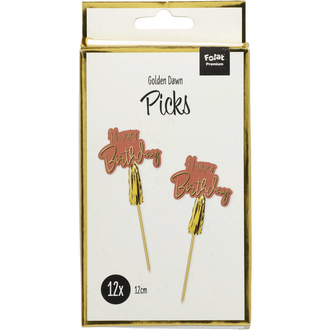 Picks per cocktail Happy Birthday Golden Dusk 12cm 12pz