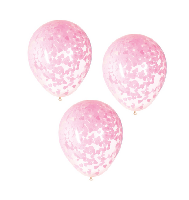 Palloncini a coriandoli Cuore Rosa 40cm 5pz