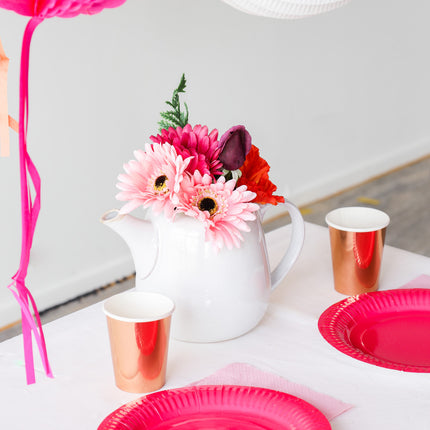 Tazze oro rosa in cartoncino metallizzato 250ml 8pz