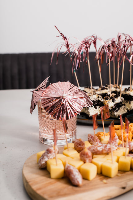 Picks da cocktail in oro rosa Parasol 10cm 10pz