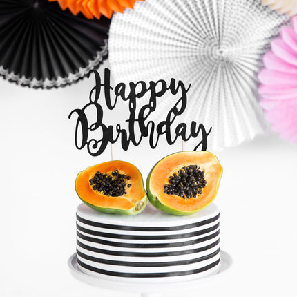 Cake topper Happy Birthday Nero 22,5 cm