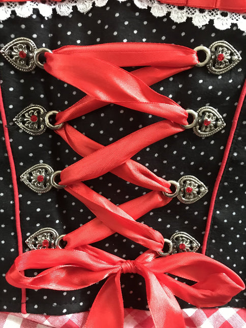 Abito Dirndl Rosso Bianco Oktoberfest Donna a scacchi