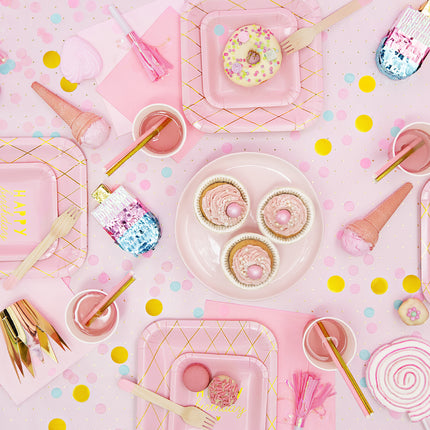 Posate in legno rosa chiaro 16cm 18 pezzi