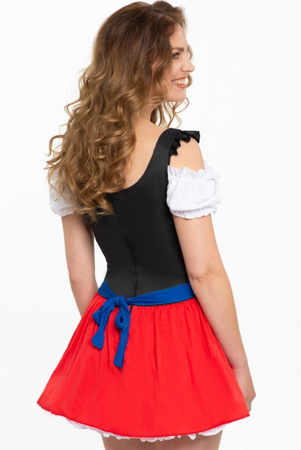 Abito Dirndl Oktoberfest Grembiule Rosso Blu
