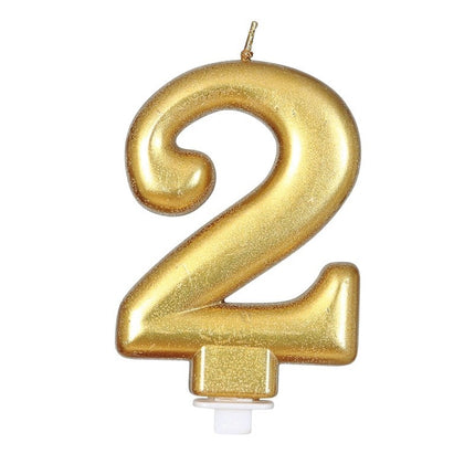 Candela oro 2 anni metallizzata 8 cm