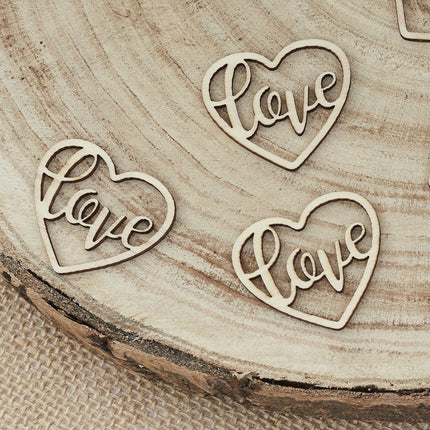 Coriandoli da tavola Love Heart Wood 3,5 cm 24 pezzi